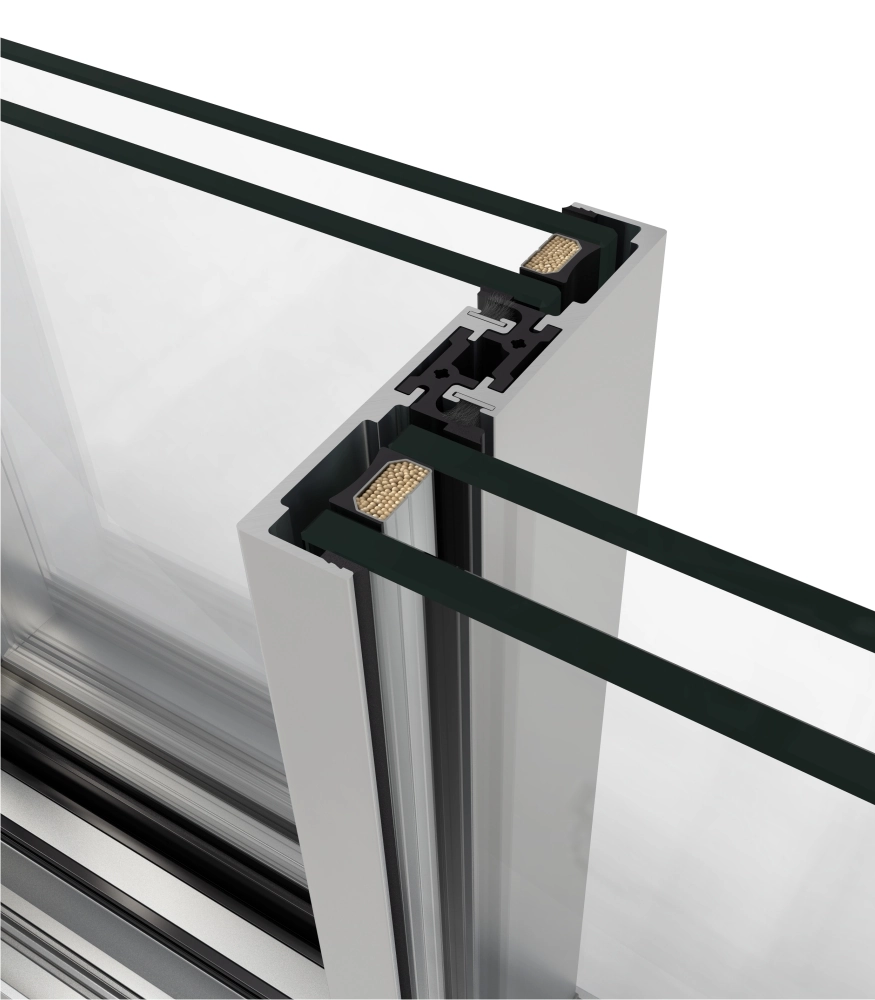 Slimline sliding patio doors close-up